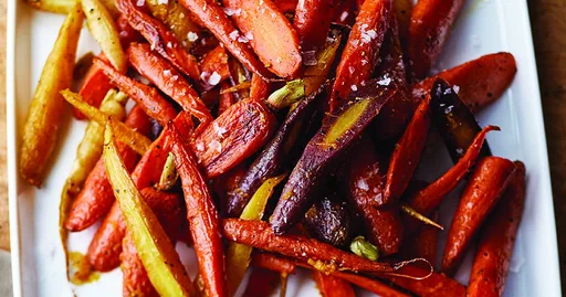 Zanahorias arcoíris asadas a la naranja
