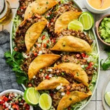 Crispy Baked Ground Beef Tacos with Chipotle Ranch