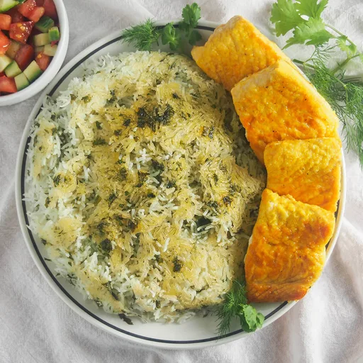 Persian herb rice with fish - sabzi polo ba mahi