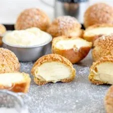 Vanilla Bean Cream Puffs (Choux au Craquelin)