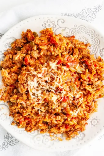 Arroz a la española con carne picada