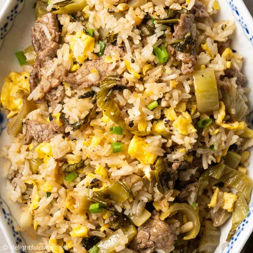 Vietnamese Beef Fried Rice with Pickled Mustard Greens