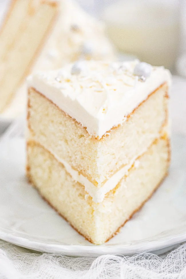 White Layer Cake with Buttercream Frosting