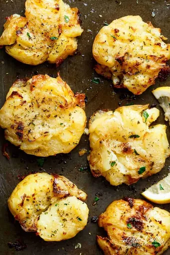 Crispy Greek Lemon Smashed Potatoes