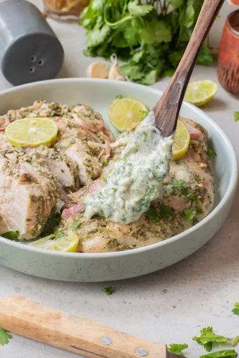 Pollo al yogur con cilantro y lima en freidora de aire (muslos o pechugas)
