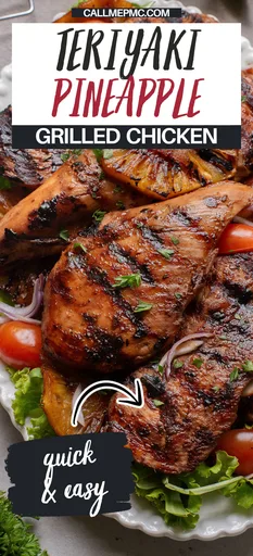 Pollo a la parrilla con piña y teriyaki