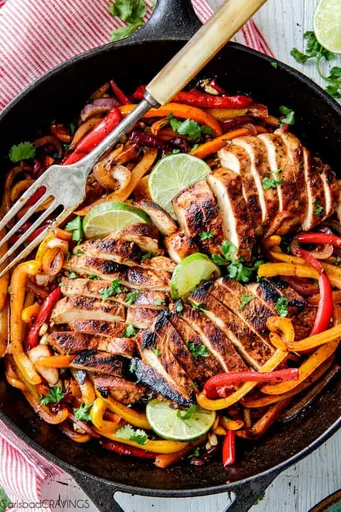 Fajitas de pollo a la sartén