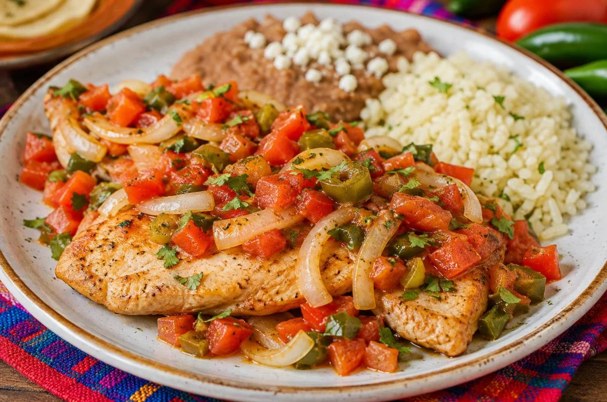 Filete de pollo a la mexicana, receta fácil, rápida y llena de sabor