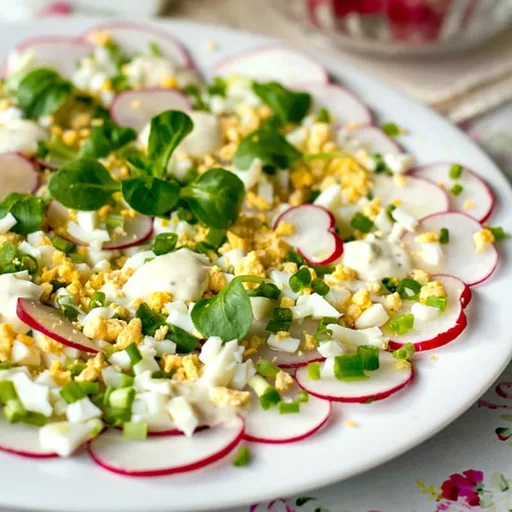 Ensalada de rábanos con huevos y aderezo cremoso