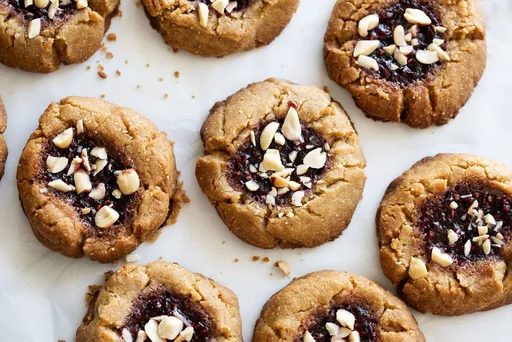 Peanut Butter & Jelly Thumbprint Cookies
