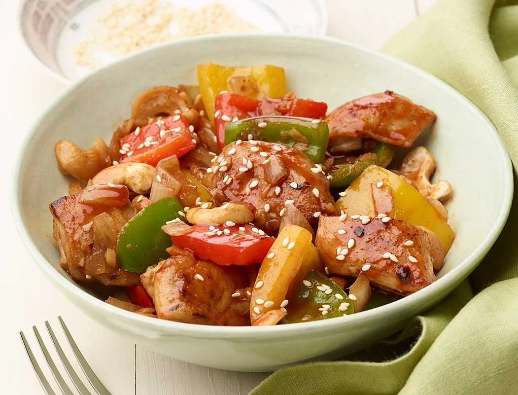 Pollo y Anacardos con Pimientos morrones