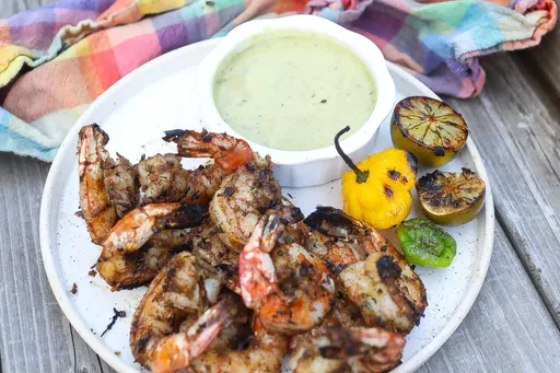 Gambas al estilo jerk a la parrilla