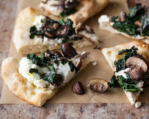 Tuscan Kale, Ricotta and Mushroom Pizza