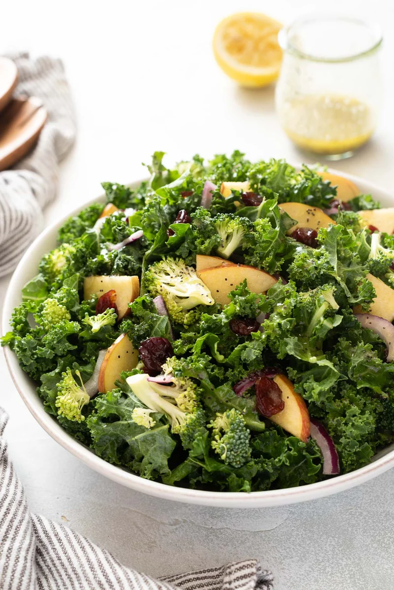 Broccoli Kale Salad with Lemon Poppy Seed Dressing
