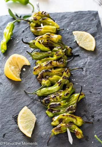 Grilled Shishito Peppers with Lemon and Sea Salt