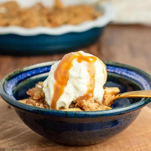 Apple Crisp with Salted Caramel Bourbon Sauce