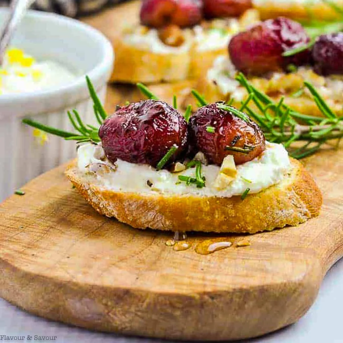 Roasted Grape and Goat Cheese Crostini