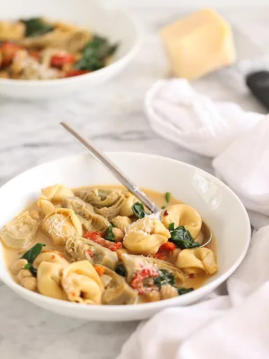 Creamy Tortellini Soup with Artichokes