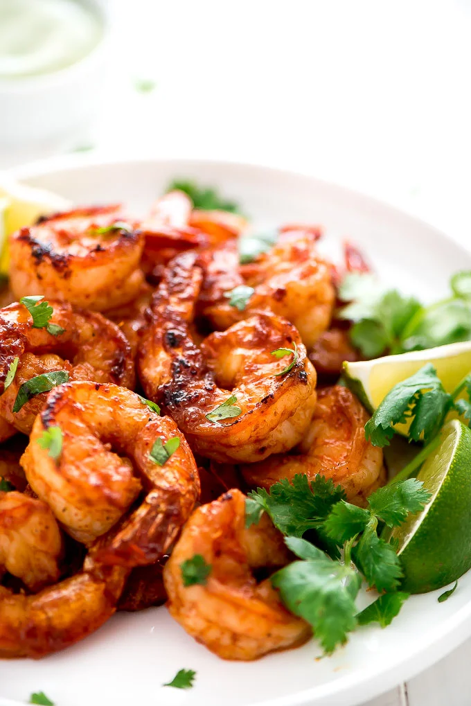 Crevettes au miel, à la coriandre et au citron vert