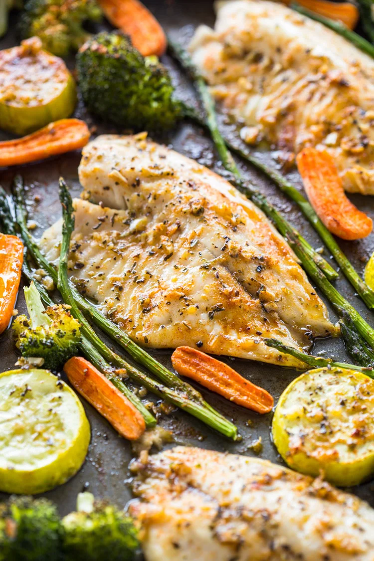 Healthy Sheet Pan Tilapia and Veggies + Meal-Prep