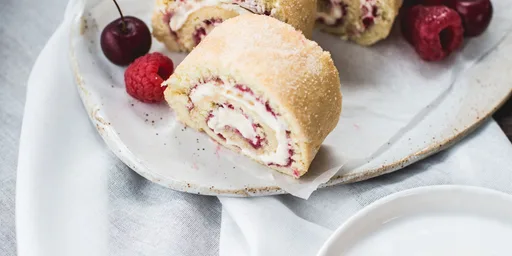 Gluten-free raspberry and lemon Swiss roll