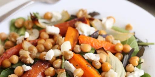 Roasted carrot and chickpea salad