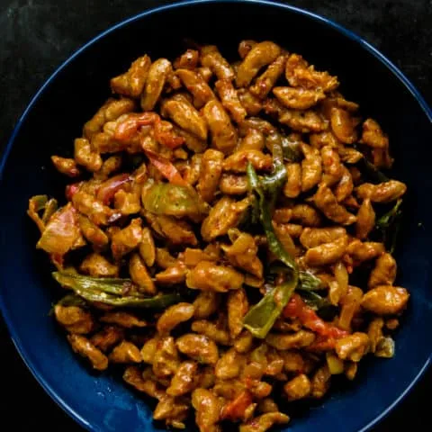Soya chunks Sri Lankan devil curry.