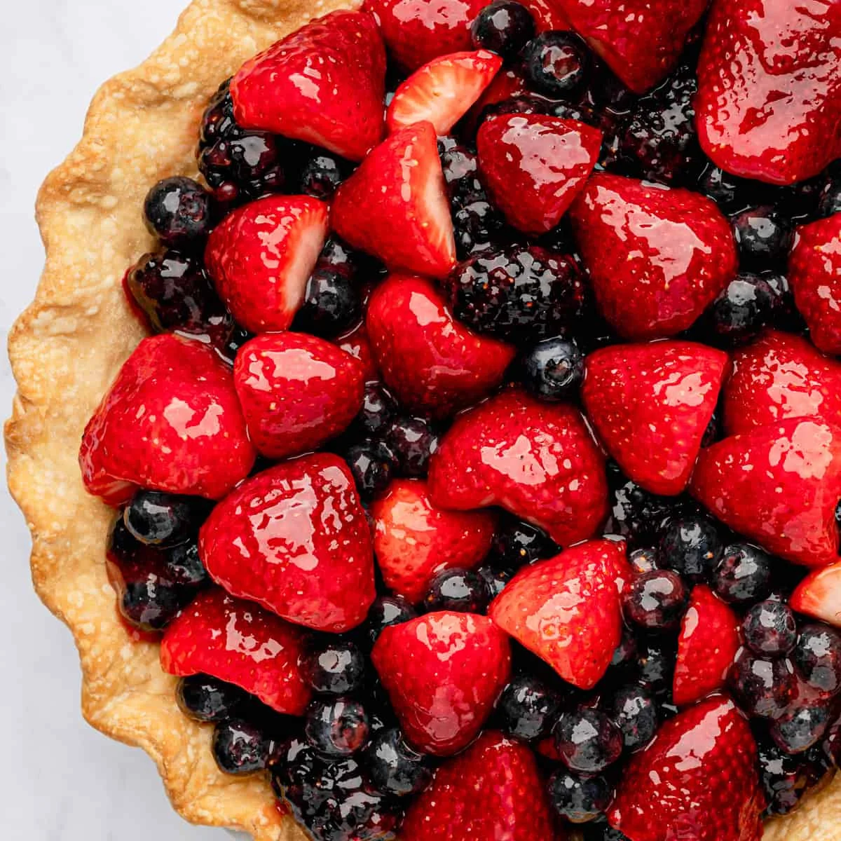 Triple Berry Pie with Glossy Strawberry Glaze