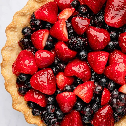 Triple Berry Pie with Glossy Strawberry Glaze