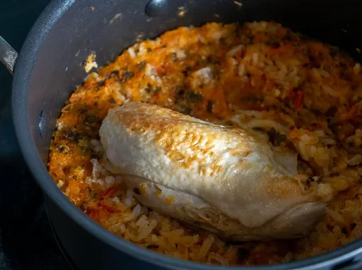 Arroz con pollo para una sola porción