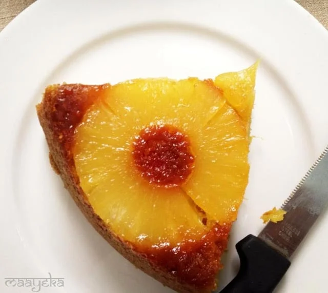 Pineapple Upside Down Cake -Eggless