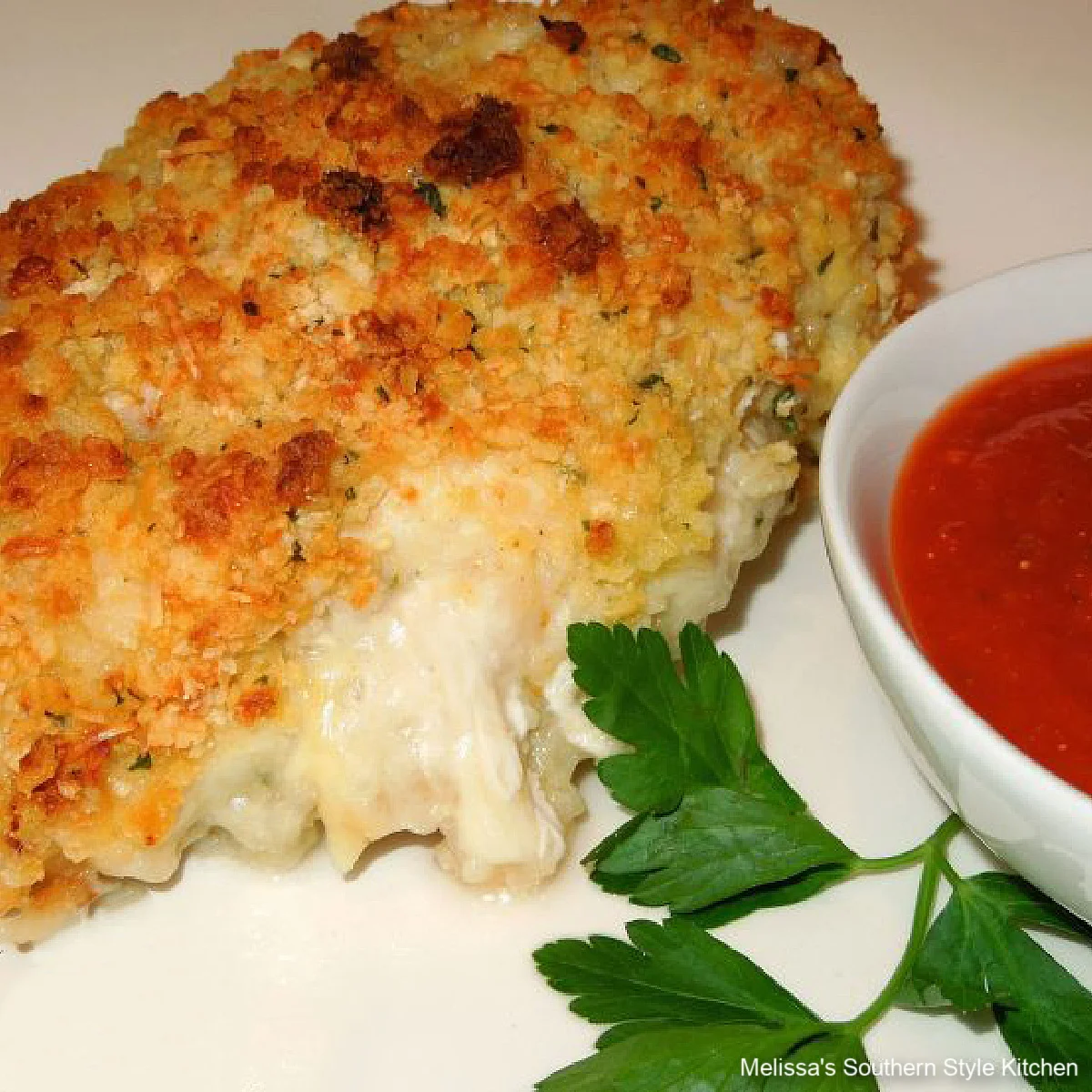 Oven Fried Provolone Stuffed Chicken Breasts