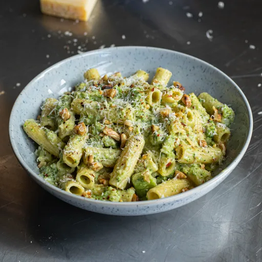 Rigatoni con brócoli y nueces