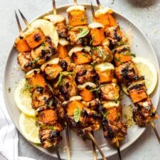 Spicy Honey Chicken and Sweet Potato Kebabs