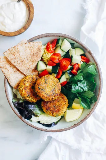 Gluten-free Falafel with Lemon Yogurt Sauce