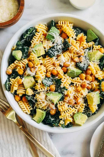 Kale Caesar Pasta Salad