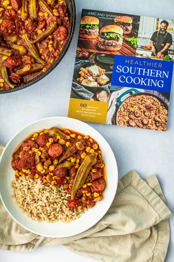 Creole Okra & Tomatoes with Beef Sausage by Eric & Shanna Jones