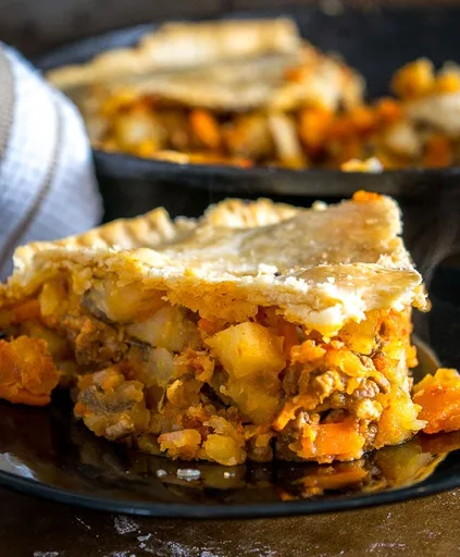 Beef Picadillo Skillet Pot Pie