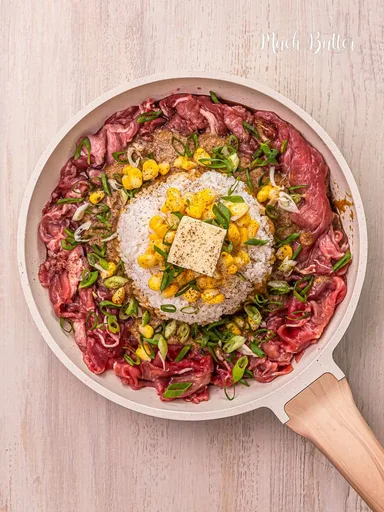 Arroz con pimienta y ternera
