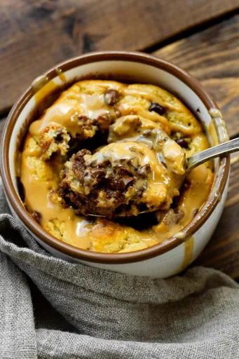 Peanut Butter Chocolate Chip Protein Baked Oatmeal in a Mug