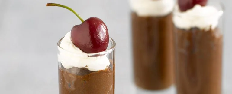 Chocolate cherry mousse shots