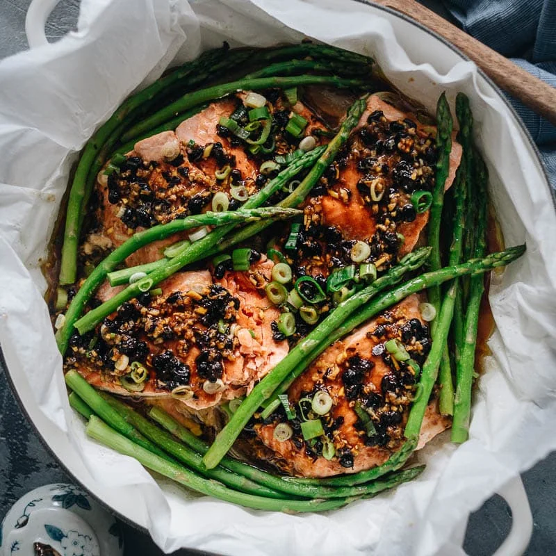 Steamed Salmon in Black Bean Sauce