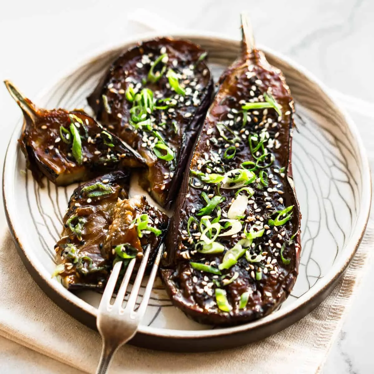 Japanese Sweet Miso Baked Eggplant - Nasu Dengaku