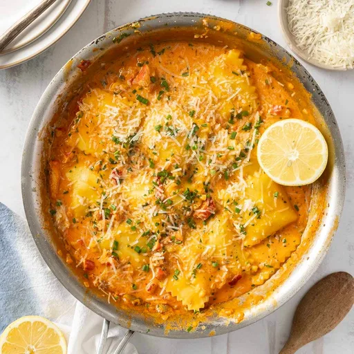 Salsa cremosa de tomate para raviolis de bogavante