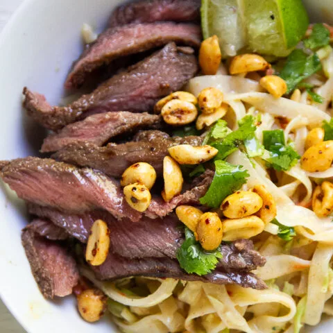 Cold Thai Noodles With Peanut Sauce and Steak