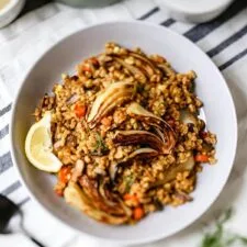 Farro Risotto With Sauteed Mushrooms and Fennel