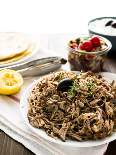 Slow Cooker Pulled Pork Gyros