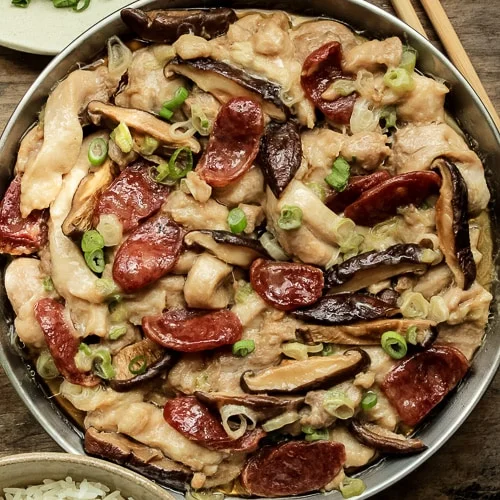 Chinese Steamed Chicken with Chinese Sausage