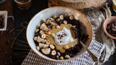 Avena con moca y avellanas