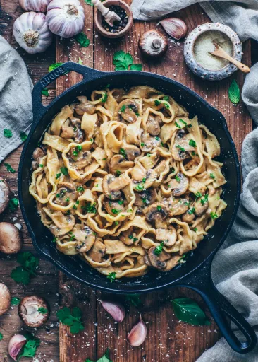 Salsa cremosa de champiñones con pasta
